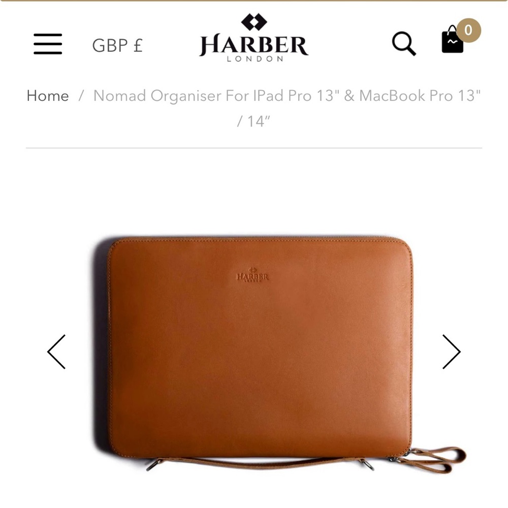 Nomad leather Organiser for iPad Pro 13" & MacBook Pro 13" / 14” color: tan